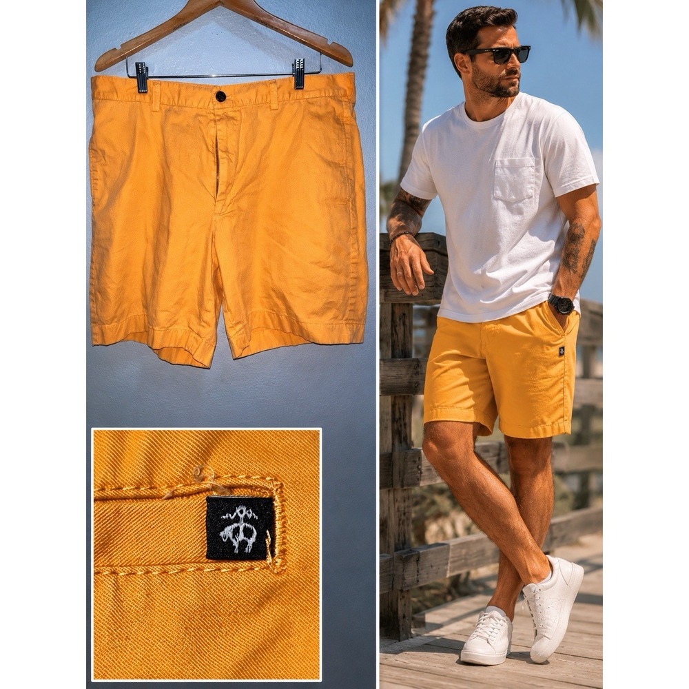Brooks‎ Brothers 346 Chino Shorts Men's 38 Coral Orange Twill Flat Front Preppy